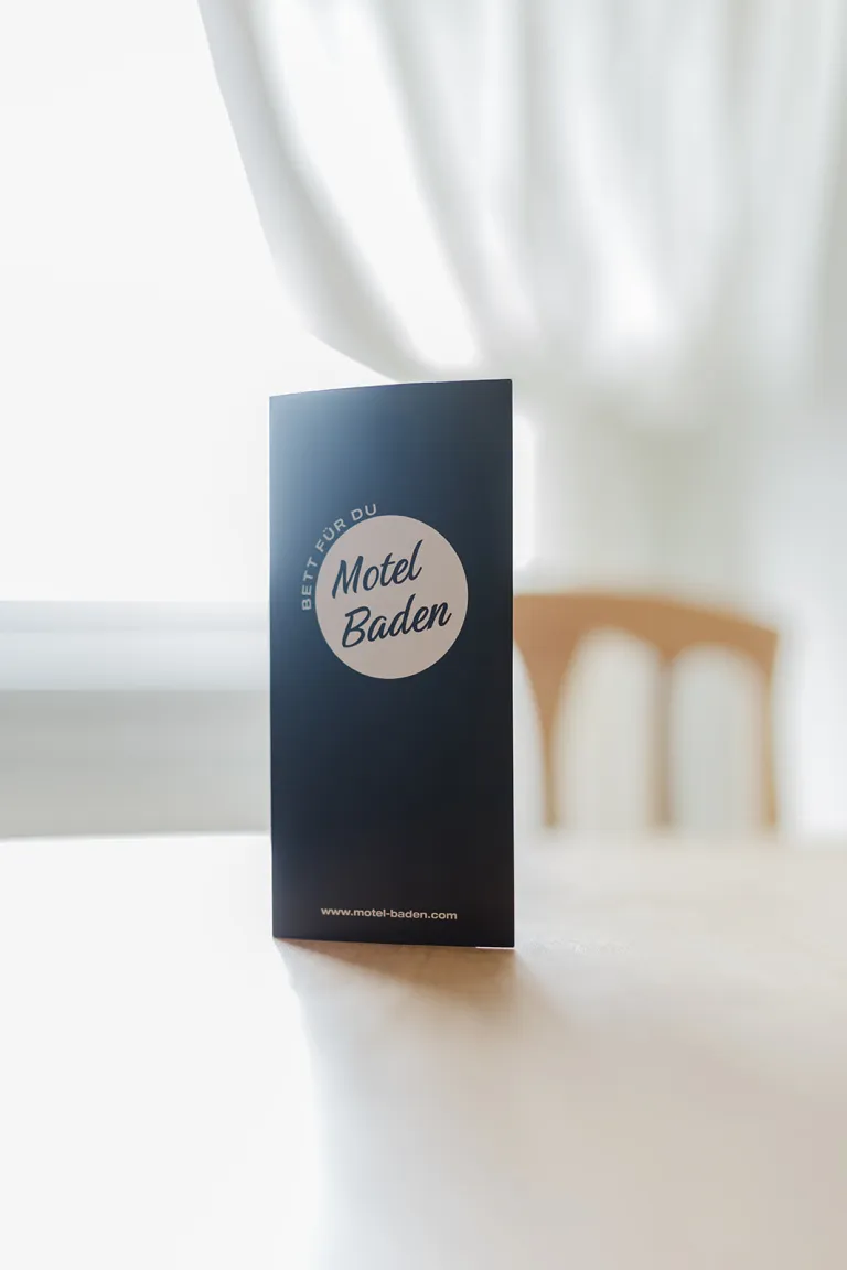 Motel Baden flyer at the window