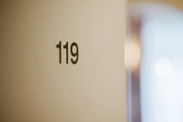 Room number 119 on a room door at Motel Baden